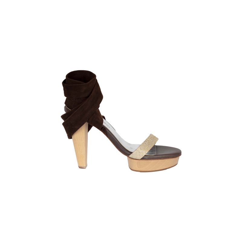 Barbara Bui Suede And Snakeskin Lace-Up Heels - '10s